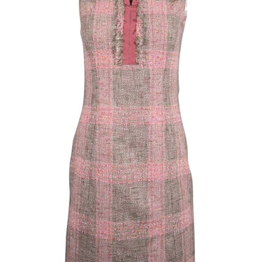 Brooks Brothers - Pink & Multi Color Boucle Sleeveless Dress Sz 2