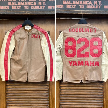 Vintage 1960’s “Bates” Cafe Racer Leather Jacket with Appliqué Sponsor, 60’s Motorcycle Jacket, Vintage Clothing 