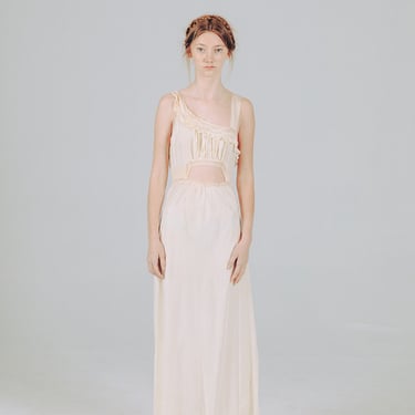1930s asymmetrical silk lace nightgown as is 