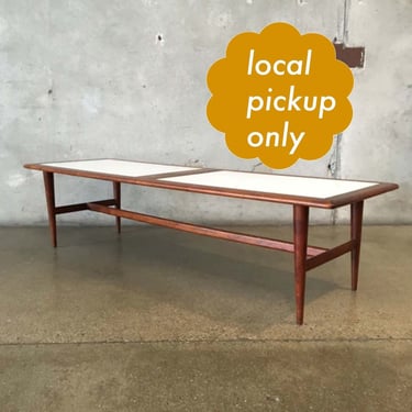 Mid Century Modern Teak and White Formica Coffee Table - Vintage 1960s Long Dark Brown Wood Living Room Table - Local Long Beach LA Pick Up 