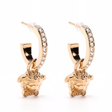 Versace Women Crystal La Medusa Hoop Earrings