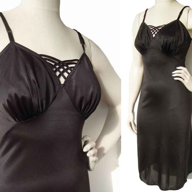 Vintage 50s Vanity Fair Black Dress Slip Lingerie Sz 34 