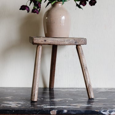 antique french farmhouse tripod stool