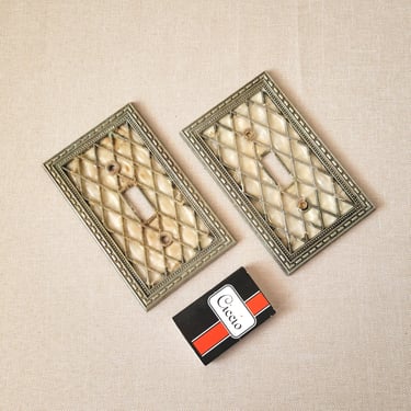 TWO light switch covers Metal/plastic electric switch plates  Rectangle switch plates Vintage wall light accessories 