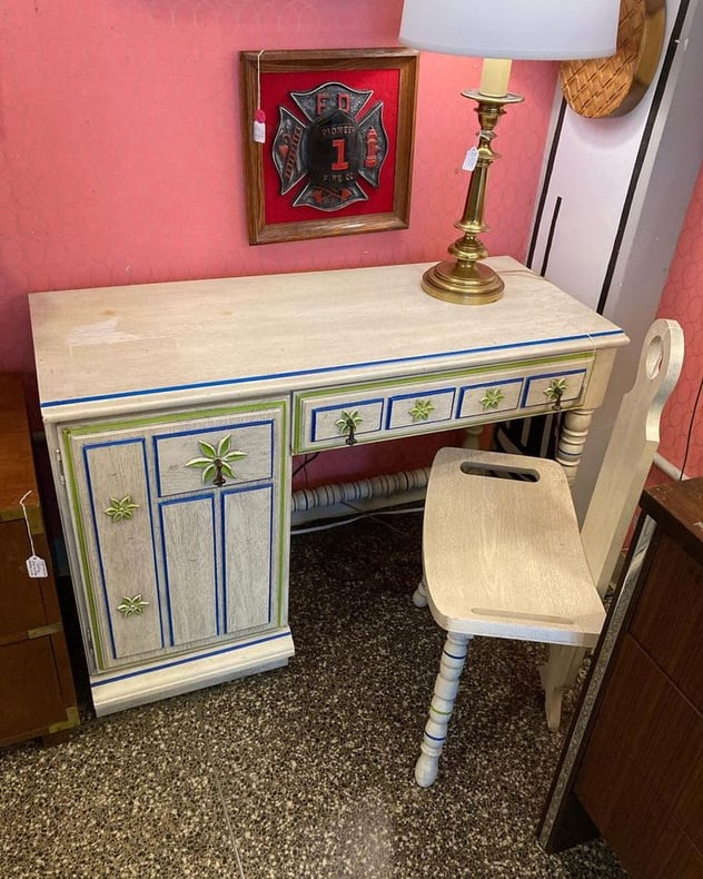 Mid century awesome flower desk 42.5” x 18” x 28.5” Call 202-232-8171 to…