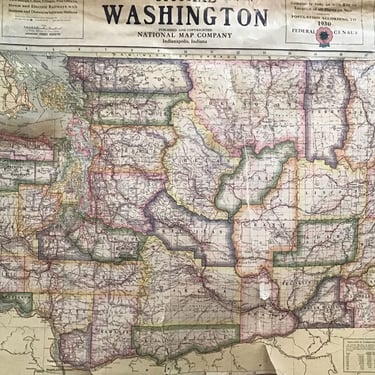 90+ Year Old Vintage Map of Washington (Tacoma)