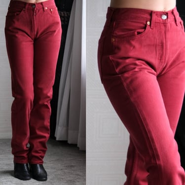 Vintage 90s LEVIS Deep Red Wash 501 "For Women" High Waisted Jeans Unworn New w/ Tags | Size 26.5x34 | DEADSTOCK | 1990s Levis Denim 