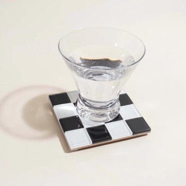 Glass Tile Coaster | Checkered
