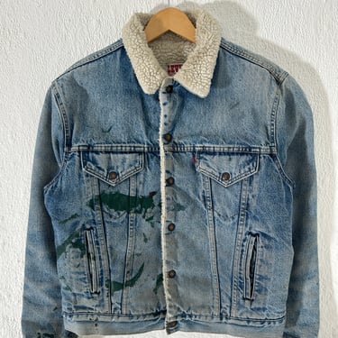 Vintage 1980's LEVI's Distressed Denim Jacket Size Small