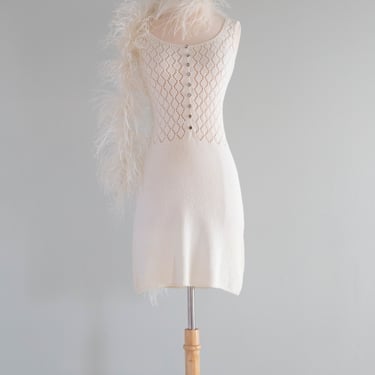 Fabulous 1960's St. John Knit Ivory Knit Mini Dress / SM