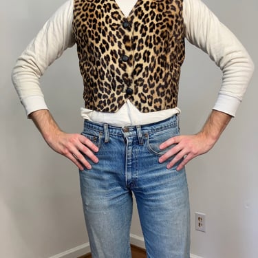 70s faux leopard print vest 