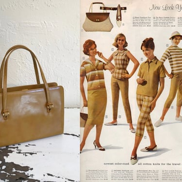 Matching Mustards - Vintage 1950s 1960s Mustard Yellow Faux Leather Vinyl Smaller Handbag 