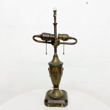 Art Nouveau Styled Table Lamp Vintage in Decorative Bronze Patinated Brass 