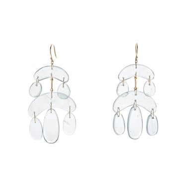 TenThousandThings 18k Tiny Cut Stone Aquamarine Chandelier Earrings