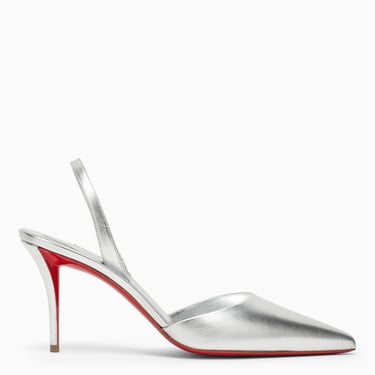 Christian Louboutin Nappa Leather Silver Pumps Apostropha Sling Women