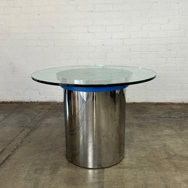 Post modern chrome and glass dining table 