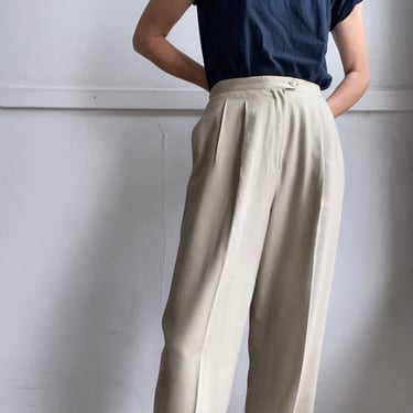 high waisted linen blend wide leg trousers 
