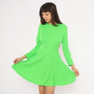slim fit dress slacks Midi neon green dress with long sleeves and knot main image 0