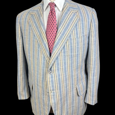 Vintage 1970s PAUL STUART x SOUTHWICK Linen Sack Jacket ~ size 40 Short ~ sport coat / blazer ~ Preppy / Ivy Style / Trad ~ 