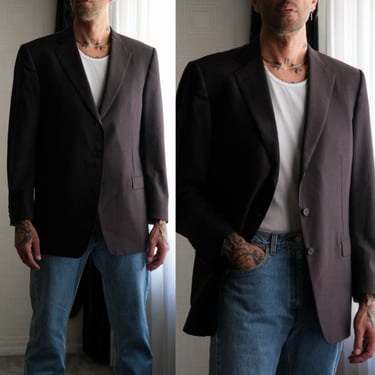 Vintage 90s Ermenegildo Zegna Black Silk Blend Pinstripe Three Button Blazer | Made in Italy | Size Euro 50 | 1990s Italian Designer Jacket 