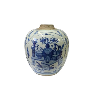 Oriental Handpaint Flower Vase Small Blue White Porcelain Ginger Jar ws2323E 