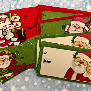 vintage Christmas tags kitsch holiday Santa gift tags paper ephemera mixed media collection 