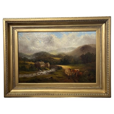 Cyrus Buott, "Landscape with Cottage and Shepherd," 1882, Oil on Canvas