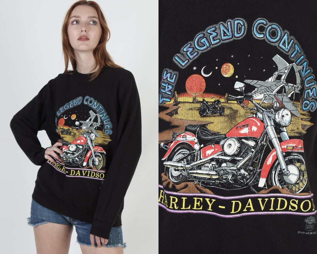 80s shops Harley Davidson Eagle Seattle Washington Motorcycle Sweatshirt