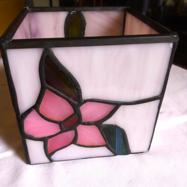 VINTAGE Tealight Holder, Tiffany Style Stained Glass, Succulent Holder, Boho Home Decor 