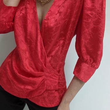Beautiful Vintage Crimson Silk Blouse