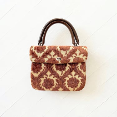 1960s Brown Tapestry Top Handle Bag 