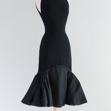 Iconic 1950's Pauline Trigere Black Crepe Cocktail Dress / Small
