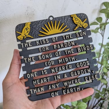 Vintage Kiss of the Sun Outdoor Gardening Lover Closer to Gods Heart Plaque Trivet 