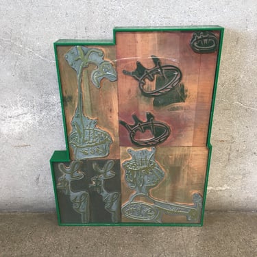 Antique Printing Plates Made Into Art - Green Frame