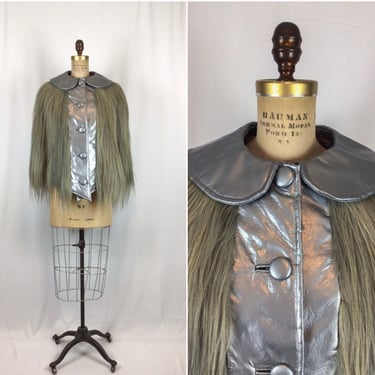 Rare 1940s cape | Vintage silver leather fur cape  | 1940s Arnold Liebes fur cover up 