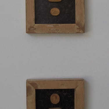 Set of Framed Intaglios in Reclaimed Wood Antique Frames. 