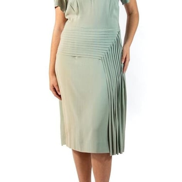 1940S Oyster Grey Rayon Crepe Dress 
