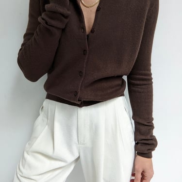 90s Chocolate Silk & Cashmere Cardigan