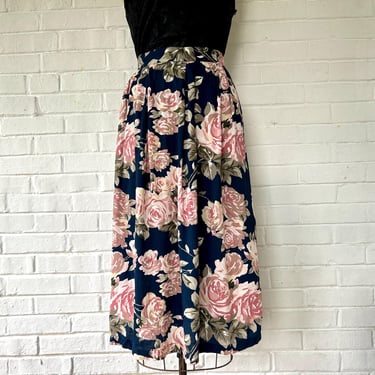 90's Size 16/18 Floral Midi Skirt 