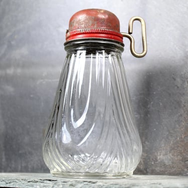1940s Nut Grater - Glass Jar with Red Cap, Turn-Key Grater Attachment | Vintage Kitchen Decor | Bixley Shop 