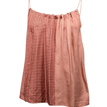 Helmut Lang - Peach & Rust Red Print Sleeveless Top Sz XS