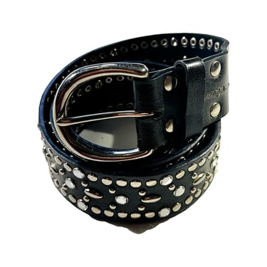 Vintage Western Belt Black Leather Belt With Studs