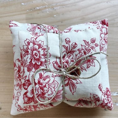 Set of 2 lavender sachets made from old French ticking fabric 