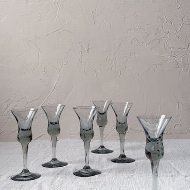 Vintage Holmgaard Smokey Grey Cordial Glasses - Set of 6