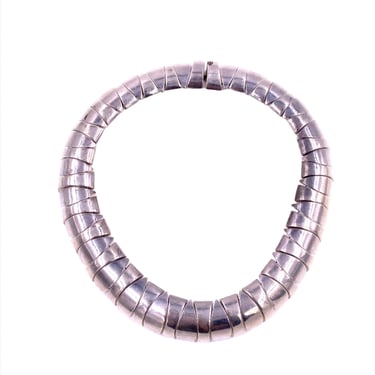 Vintage Sterling Silver Geometric Linked Necklace 