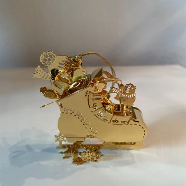 Danbury Mint Gold Christmas Ornament Skating Chipmunk | 1993 Gold Plated Ornament | Vintage Danbury Mint Ornament 