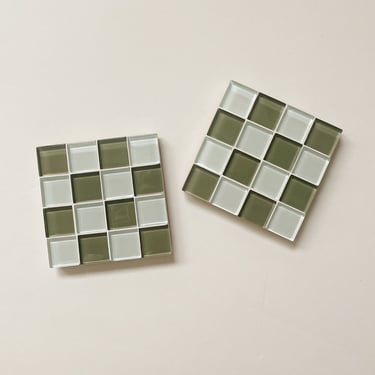 Glass Tile Coaster | Matcha Milk Chocolate