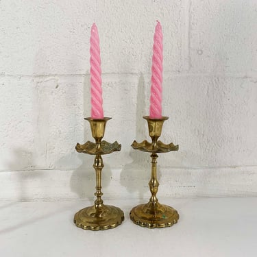 Vintage Brass Set of Two Candle Holders Candlesticks Retro Decor Mid-Century Hollywood Regency Candleholder MCM 