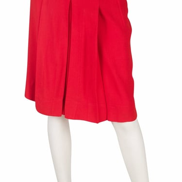 Yves Saint Laurent 1970s Vintage Blood Orange Crepe Pleated Skirt Sz XXS 