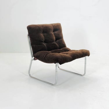 Mid century Brown velvet lounge chair 